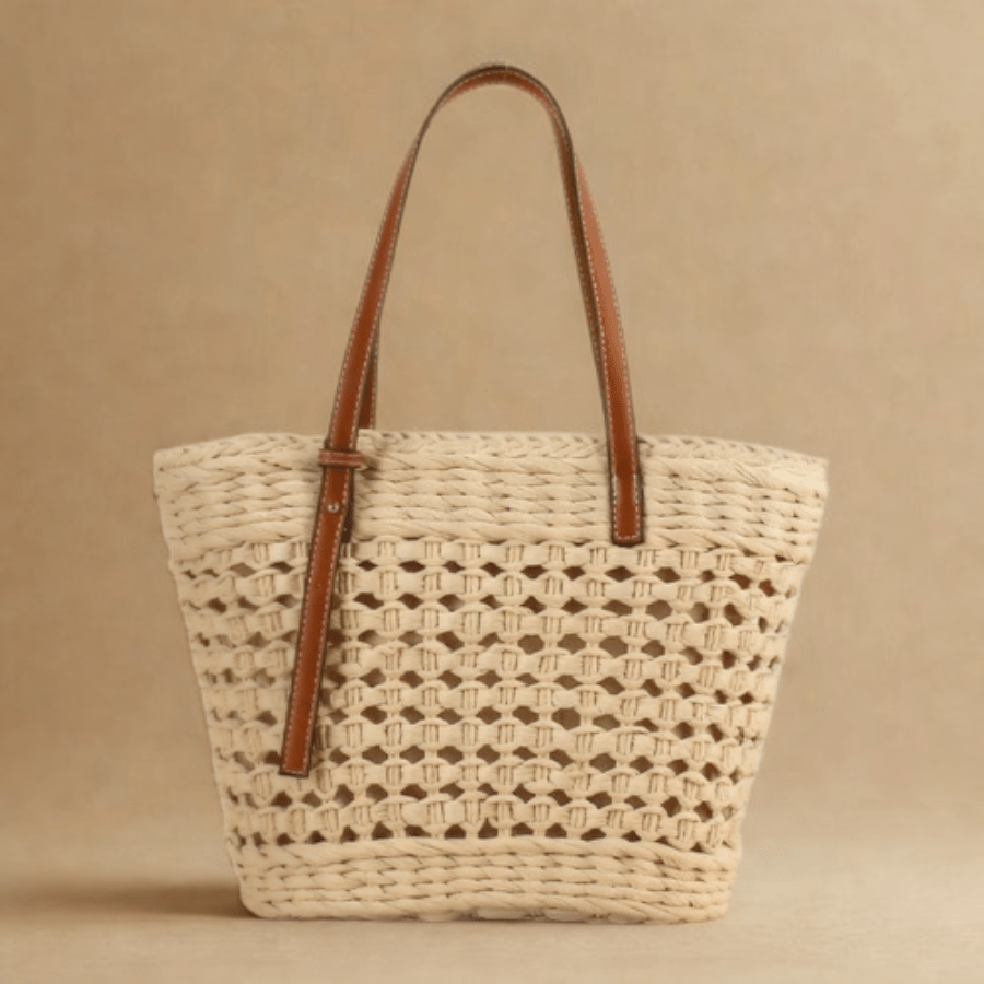Hand Woven Straw Bags | Flavia Beige
