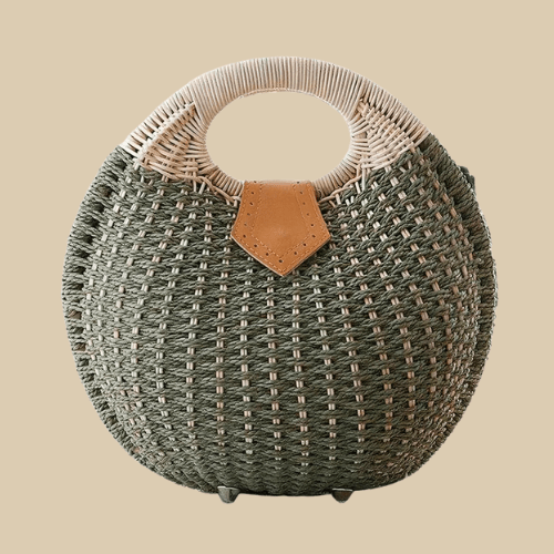 Round Wicker Bag | Even Green