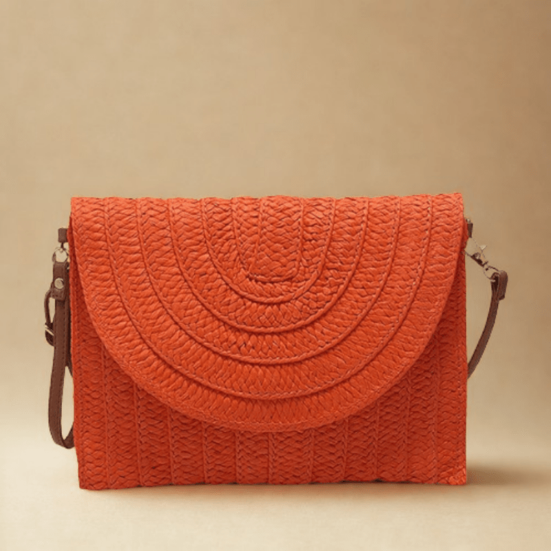 Straw Clutch Bag | Maddy orange