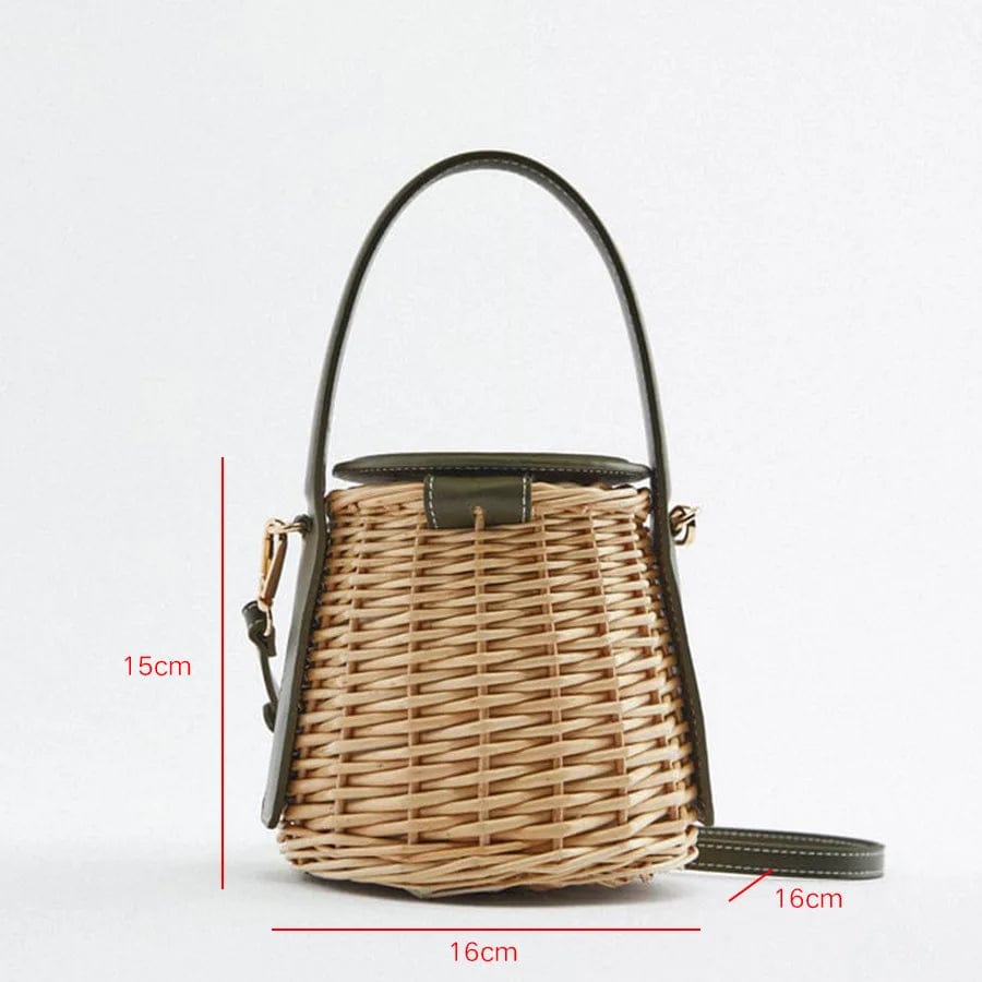 Wicker Bucket Bag black