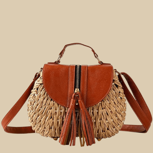 Wicker Crossbody Bag light brown