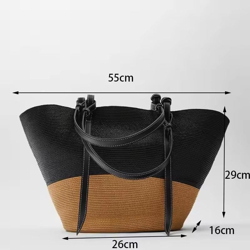 Woven Straw Bag | Luccia khaki black