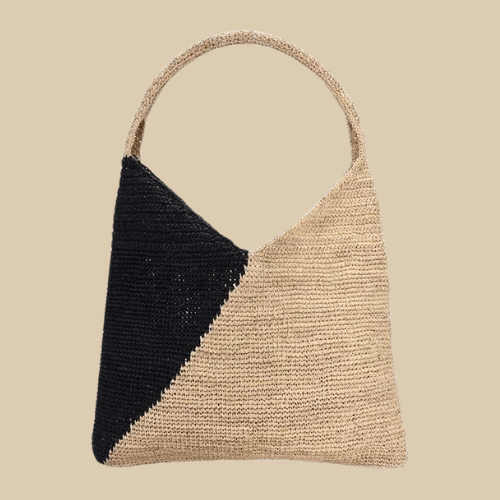 Crochet Jute Bag black beige