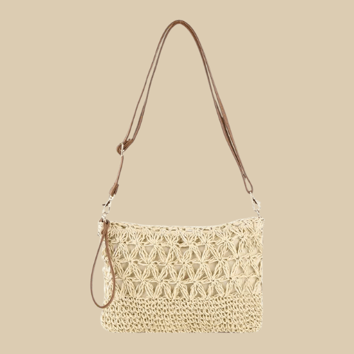 Crochet Messenger Bag Beige