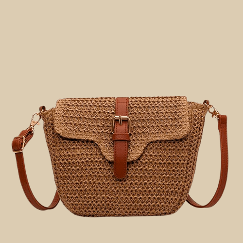 Cross Body Bag Straw Brown