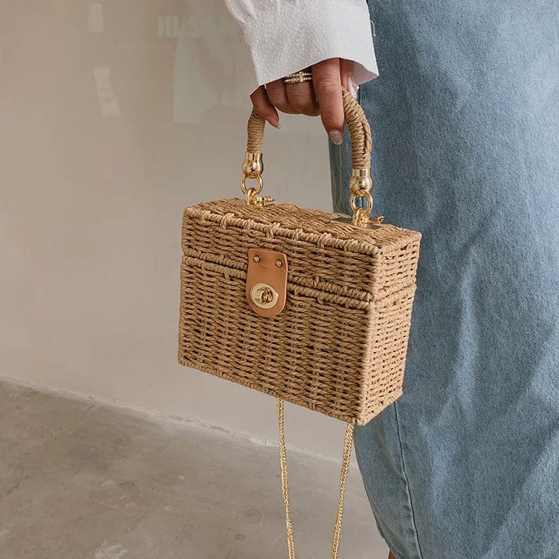 Designer Rattan Bag – Straw and Leather