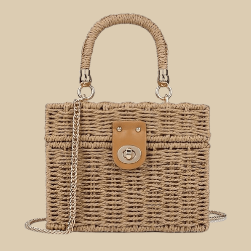 Designer Rattan Bag khaki