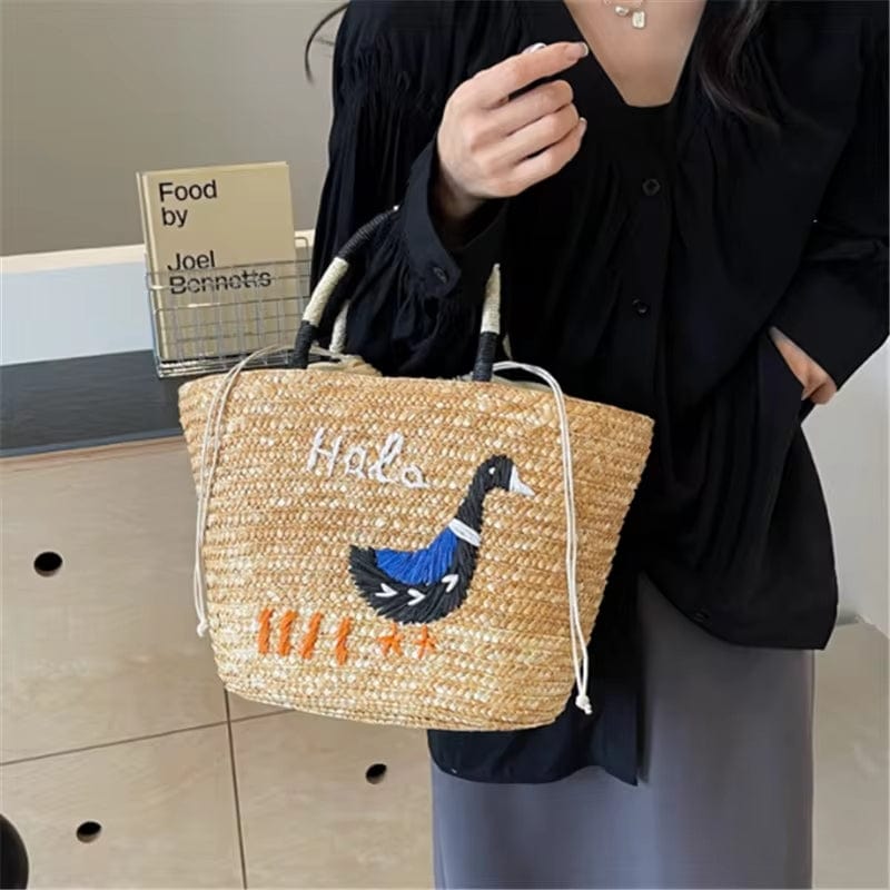 Embroidered Straw Bags Medium