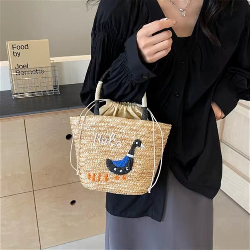 Embroidered Straw Bags Small