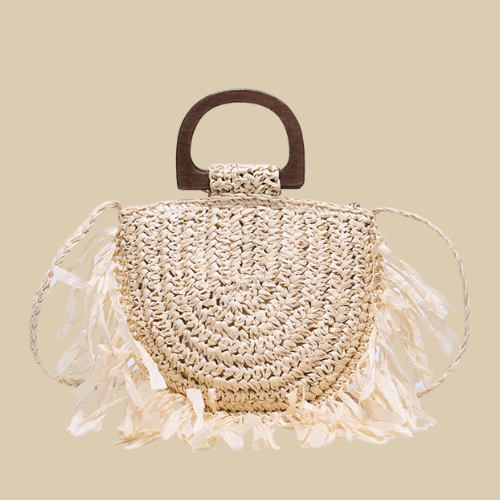 Fringed Straw Bag | Leonie beige