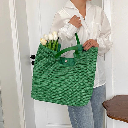 Green Straw Bags green