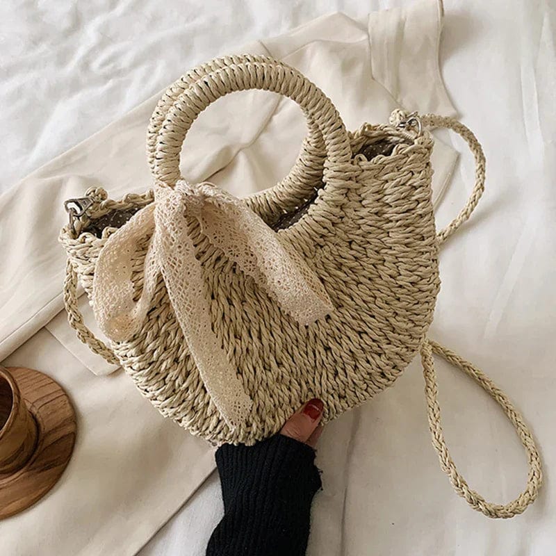 Half Round Woven Straw Bag | Stella