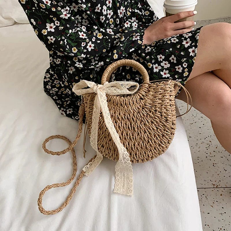 Half Round Woven Straw Bag | Stella