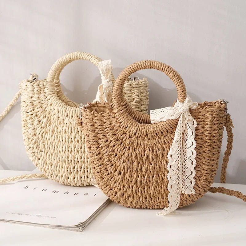 Half Round Woven Straw Bag | Stella