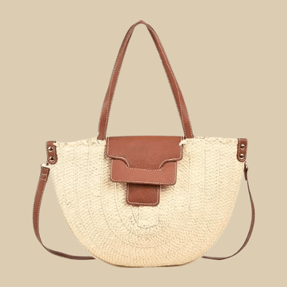 Huge Straw Bag Circle | Nellia Beige