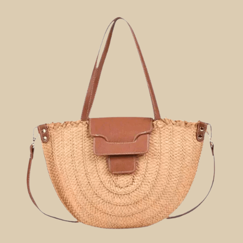 Huge Straw Bag Circle | Nellia Khaki