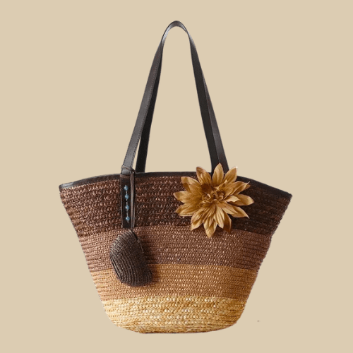 Large Straw Beach Bags | Flora Brown