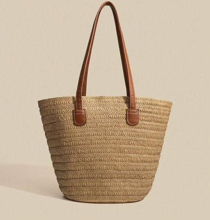 Large Straw Tote Bag | Melinda khaki