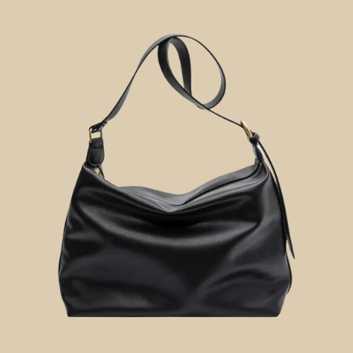 Leather Tote Bag With Zipper | Yasmine black