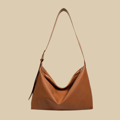 Leather Tote Bag With Zipper | Yasmine brown