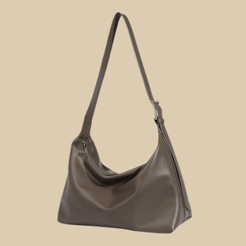 Leather Tote Bag With Zipper | Yasmine gray