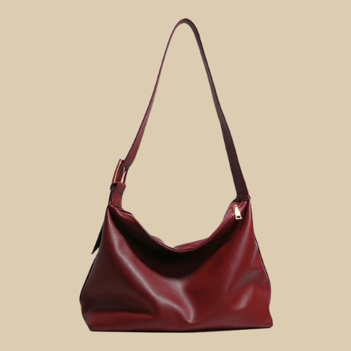 Leather Tote Bag With Zipper | Yasmine red