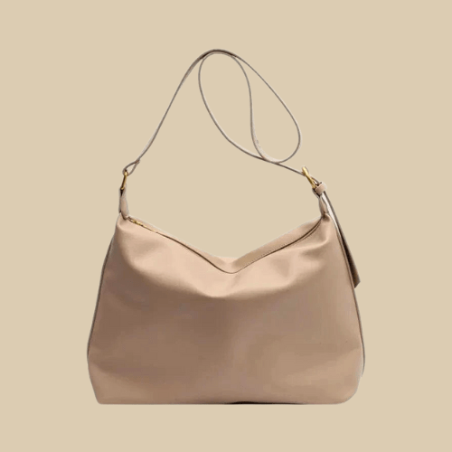 Leather Tote Bag With Zipper | Yasmine white