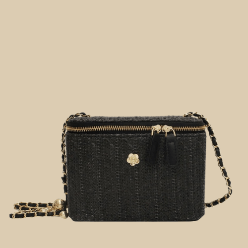 Luxury Straw Bags| Emeline Black / Big