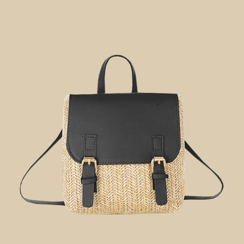 Mini Straw Backpack | Fanny Black