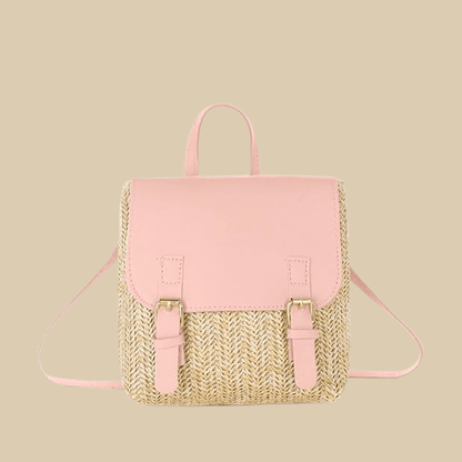 Mini Straw Backpack | Fanny Pink