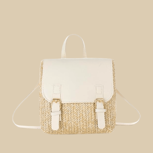 Mini Straw Backpack | Fanny White