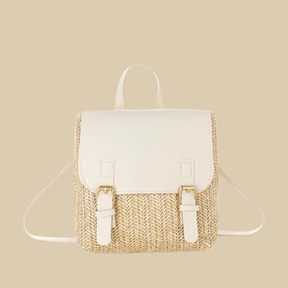 Mini Straw Backpack | Fanny White