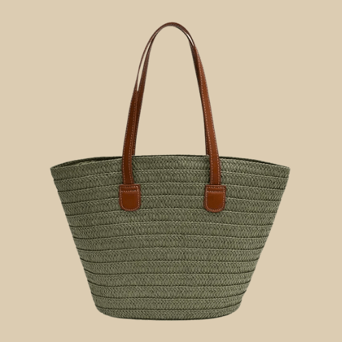 Oversized Straw Bag Green