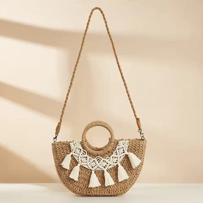 Pom Pom Straw Bag | Bohemian Small