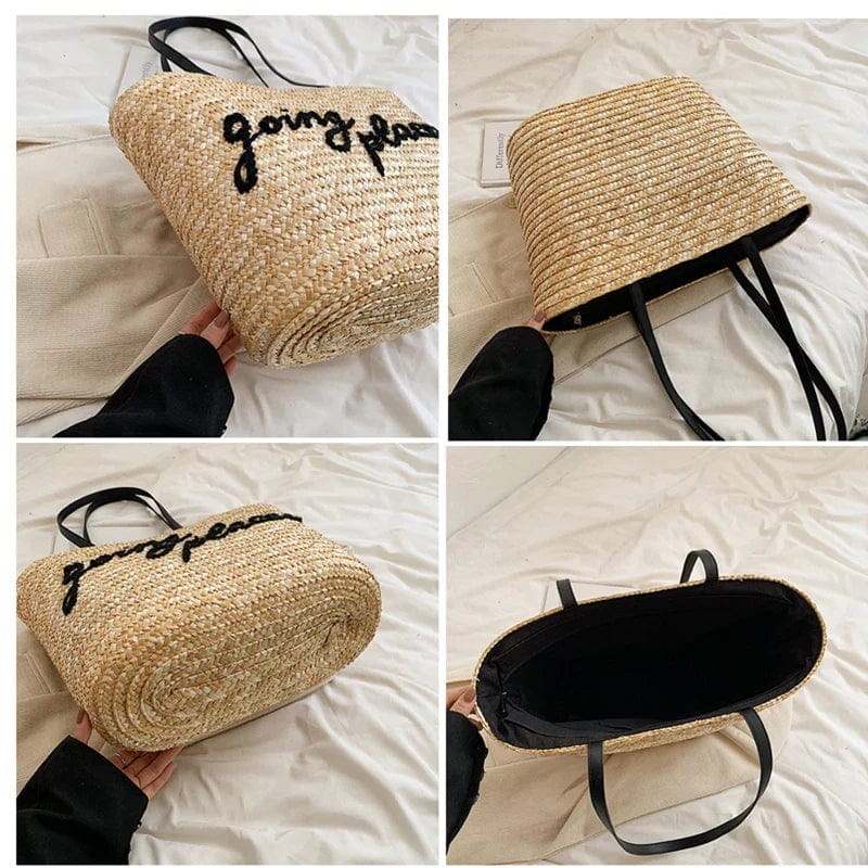 Raffia Beach Bag Khaki