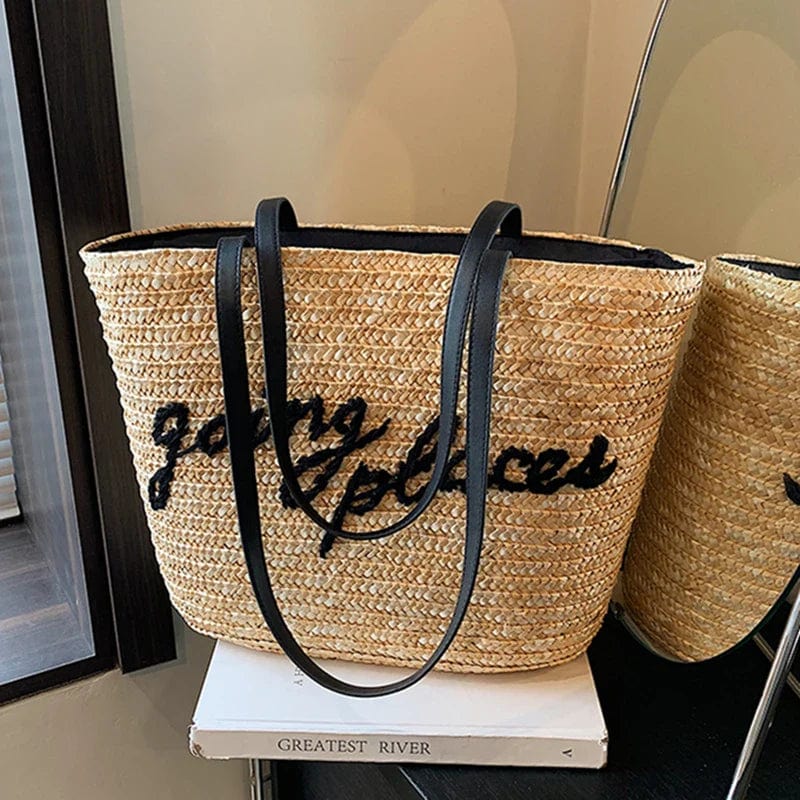 Raffia Beach Bag Khaki