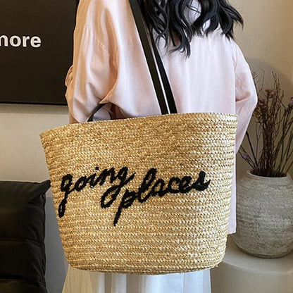 Raffia Beach Bag Khaki