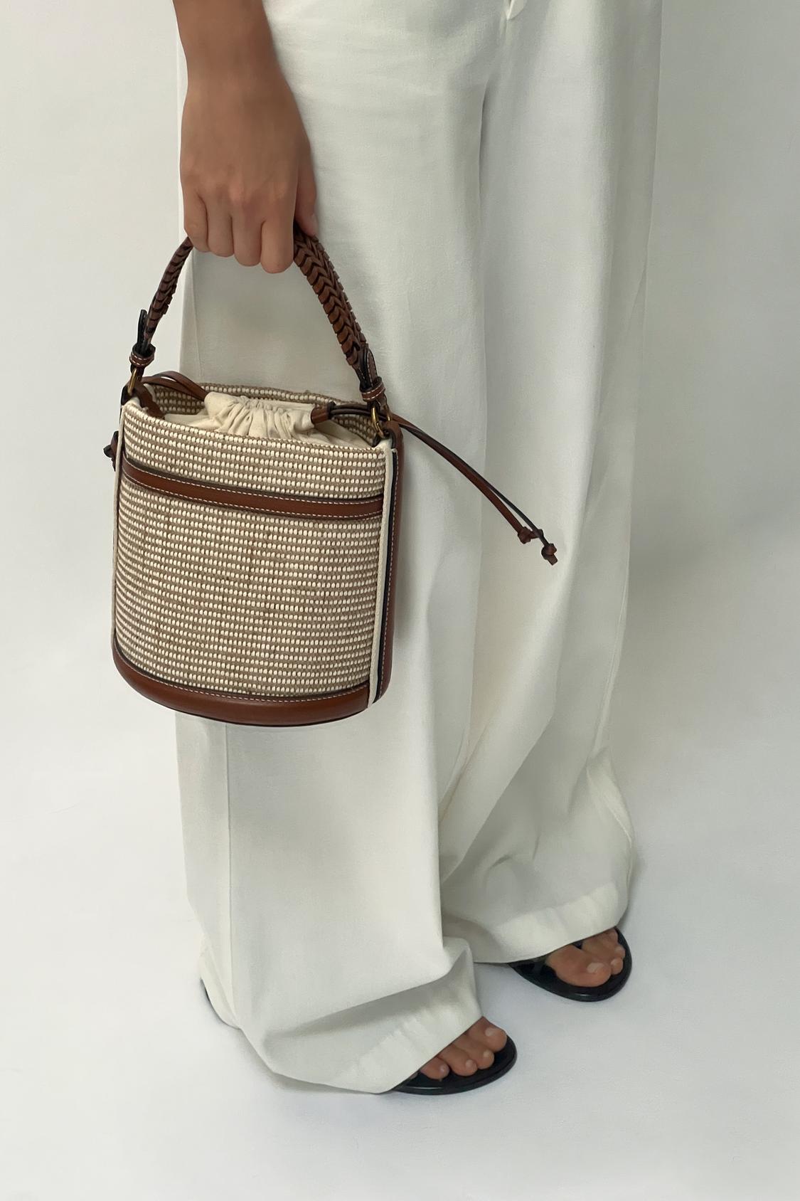 Raffia Bucket Bag Brown