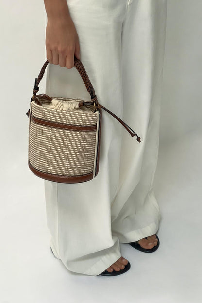 Raffia Bucket Bag Brown