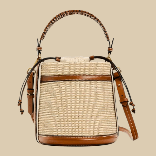 Raffia Bucket Bag Brown