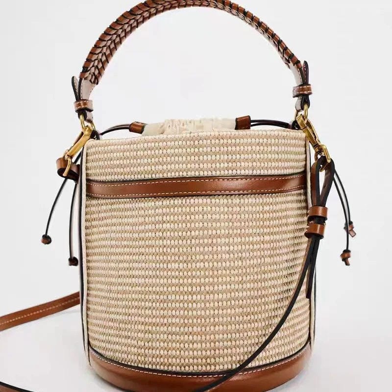 Raffia Bucket Bag Brown