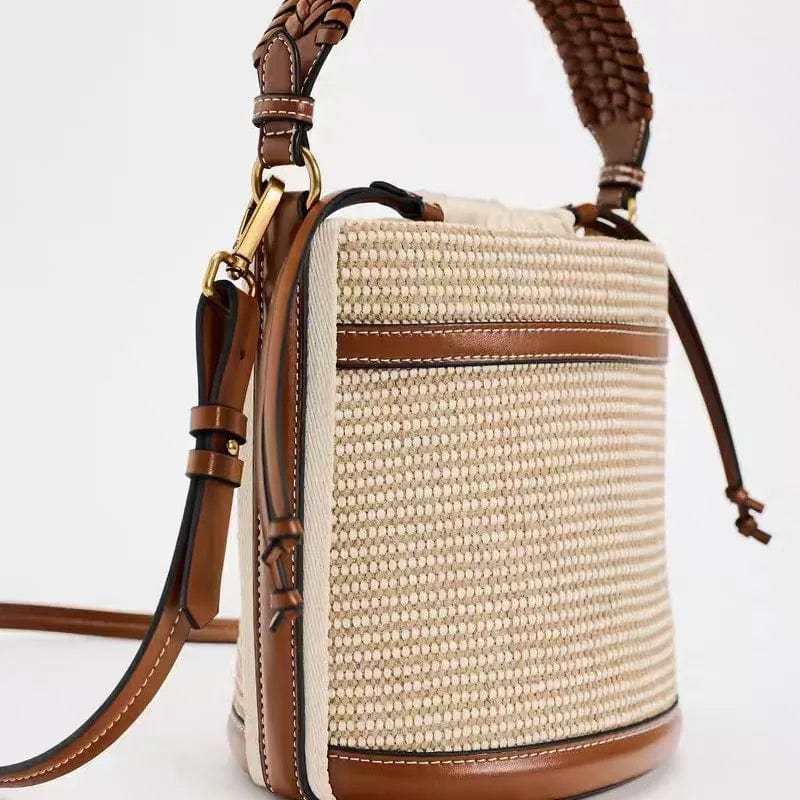 Raffia Bucket Bag Brown