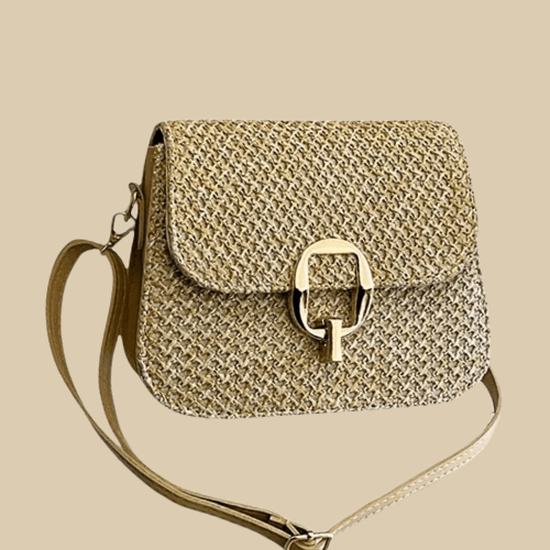 Raffia Crossbody Bag | Anastasia Khaki