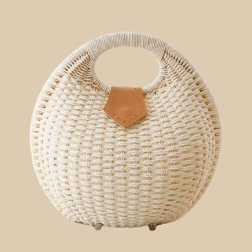 Round Wicker Bag | Even White