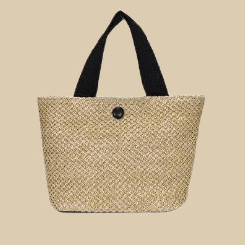 Small Raffia Bags | Davia Beige-Black