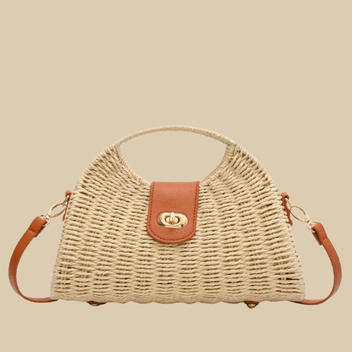 Straw and Leather Bags | Virginia Beige