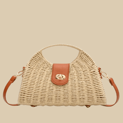 Straw and Leather Bags | Virginia Beige