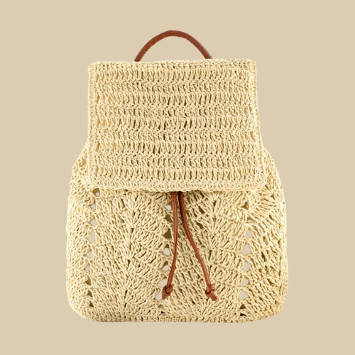 Straw Backpack Beige