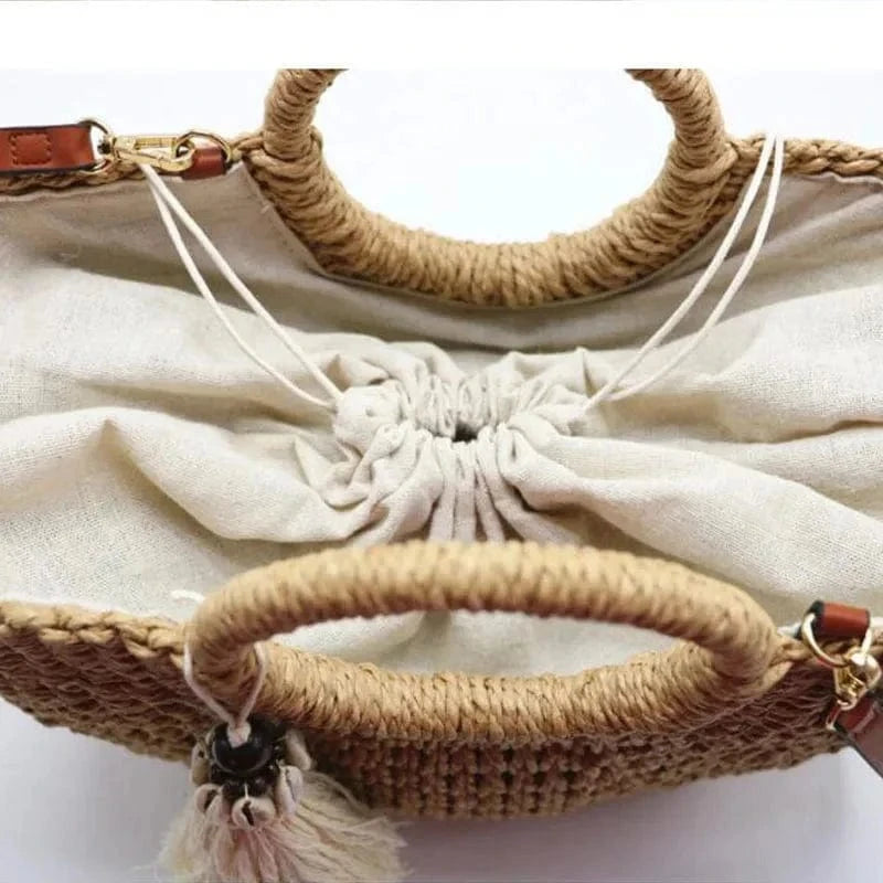 Straw Bag Circle Handle | Daria Brown