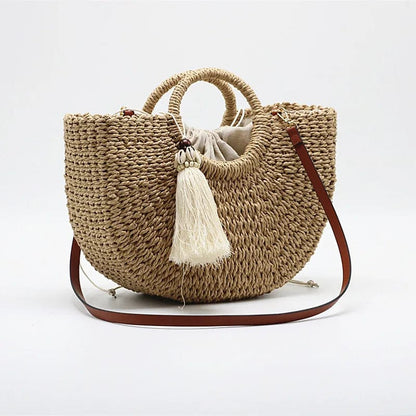 Straw Bag Circle Handle | Daria Brown